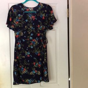 Navy Floral Charlotte Russe Wrap Dress